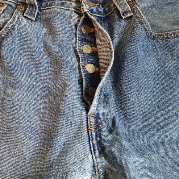 Y2K Vintage Levi's 501 Red Tab Button Fly Straight Leg Blue Jeans 34"x36" - Picture 5 of 11